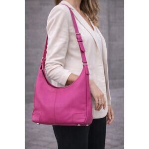 Wilsons Leather Pelle Studio Pink Leather Shoulder Bag Y2K